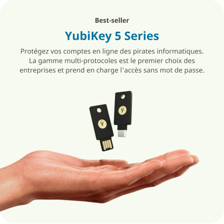 Yubico - YubiKey 5C Nano - Clé de sécurité pour l'authentification à Deux facteurs (2FA), Connexion Via USB-C, Format Compact, C