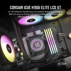 Corsair iCUE H150i Elite LCD XT Refroidisseur de CPU Liquide - Écran LCD IPS - Trois Ventilateurs AF120 RGB Elite - Radiateur 36