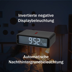 TFA Dostmann Réveil Radio-pilotée numérique Twist, 60.2560.10, Fuseau horaire réglable, Mode 12/24h, Rotation de l'écran de 180°