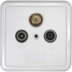 Axing SSD 2-10 prise murale de passage 3 Sorties TV SAT Radio avec plaque et cadre blanc