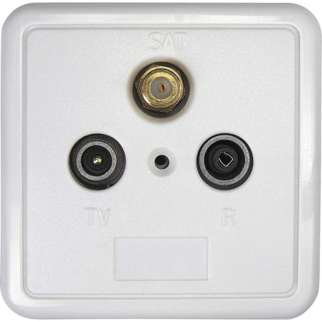 Axing SSD 2-10 prise murale de passage 3 Sorties TV SAT Radio avec plaque et cadre blanc