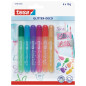 Tesa Glitter Déco Pack de 6 Styos Colles Paillettes Fluo Or/Argent/Rouge/Rose/Bleu/Vert
