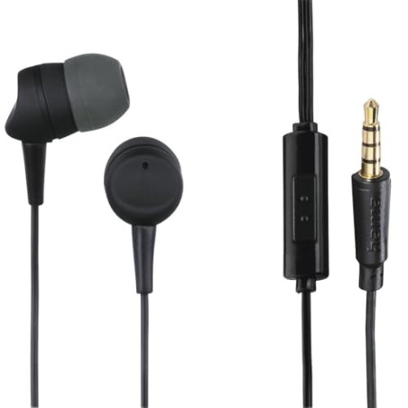 Hama Kooky Hi-FI Écouteurs Intra-Auriculaires Filaire Stereo Gris foncé, Noir Suppression du Bruit du Microphone