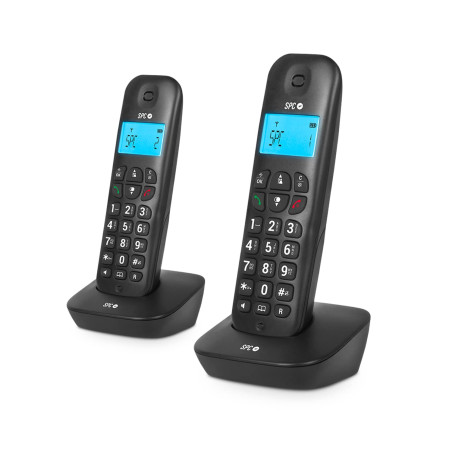 SPC Air Pro Duo – Téléphone Fixe sans Fil Duo avec écran Lumineux, identificateur d’Appel, Mains Libres, Mode Mute, répertoire 2