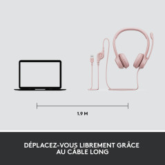 Logitech H390 Casque Filaire pour PC/Ordinateur Portable, Casque Stéréo avec Microphone Antibruit, USB-A, Commandes en Ligne, Co