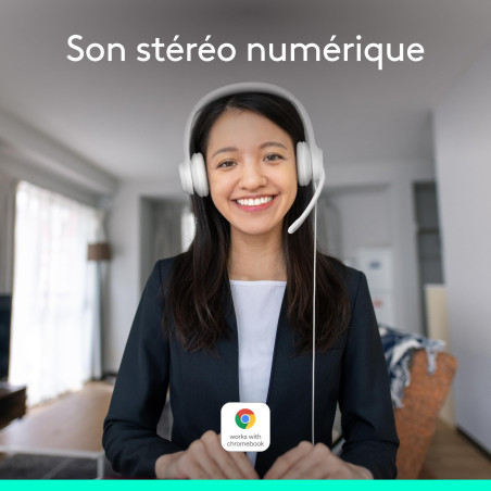 Logitech H390 Casque Filaire pour PC/Ordinateur Portable, Casque Stéréo avec Microphone Antibruit, USB-A, Commandes en Ligne, Co
