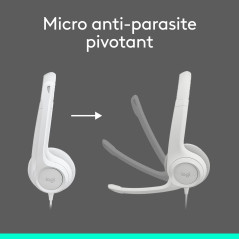 Logitech H390 Casque Filaire pour PC/Ordinateur Portable, Casque Stéréo avec Microphone Antibruit, USB-A, Commandes en Ligne, Co