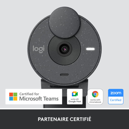Logitech Brio 305, Webcam Full HD 1080P avec Cache de Confidentialité, Micros à Réduction de Bruit Mono, USB-C, Automatique de l