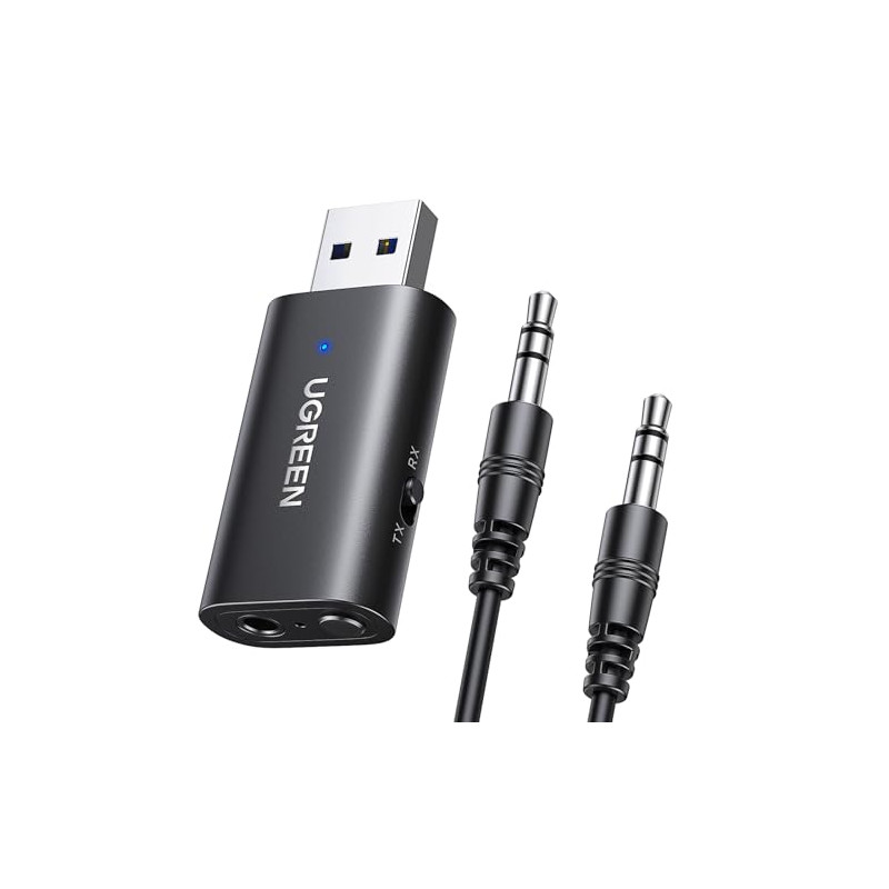 UGREEN Adaptateur Jack Bluetooth 5.4 pour TV Télé Émetteur Récepteur 2 en 1 pour Voiture Prise Aux 3.5mm Transmetteur Auxiliaire UGREEN Adaptateur Jack Bluetooth 5.4 pour TV Télé Émetteur Récepteur 2 en 1 pour Voiture Prise Aux 3.5mm Transmetteur Auxiliaire