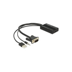 DeLOCK 62597 câble vidéo et Adaptateur 0,25 m VGA, 3-pin, USB A HDMI Noir