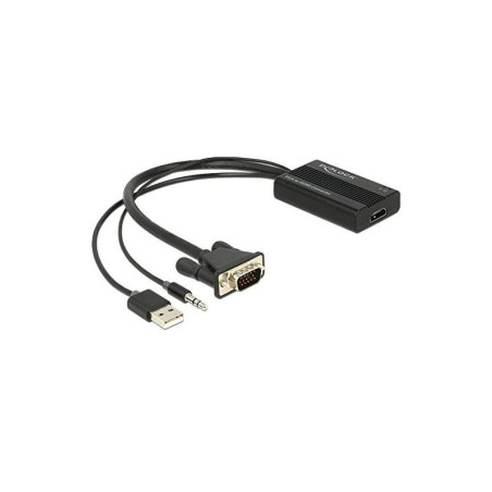 DeLOCK 62597 câble vidéo et Adaptateur 0,25 m VGA, 3-pin, USB A HDMI Noir