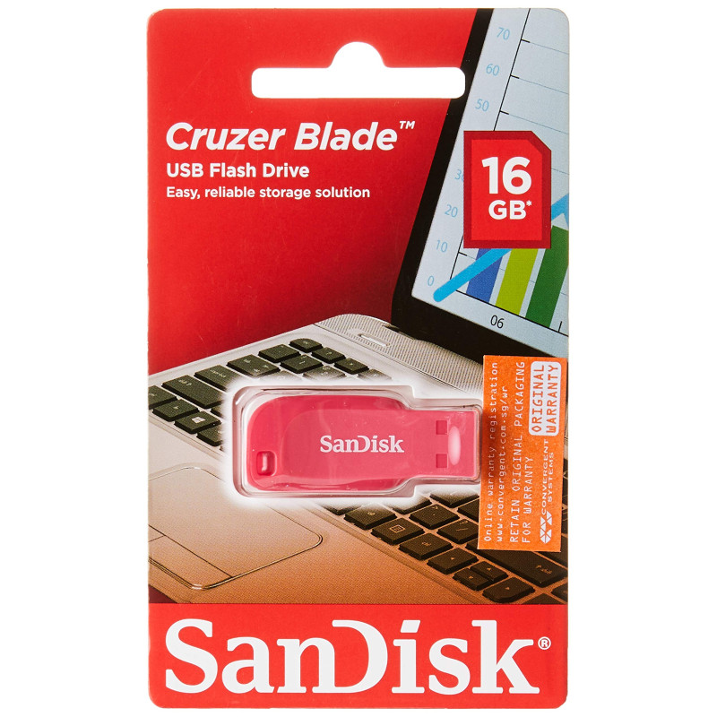 SanDisk SDCZ50C-016G-B35PE 16 GB Cruzer Blade USB Flash Drive - Electric Pink SanDisk SDCZ50C-016G-B35PE 16 GB Cruzer Blade USB Flash Drive - Electric Pink