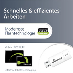 MediaRange Clé USB 32GB Vert MR973 Mécanisme Coulissant