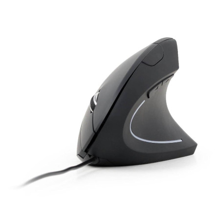 Gembird Souris Optique Ergonomique Filaire 6 Boutons, Noire - Conception Verticale Droitière pour Un Confort et Une Précision Ac