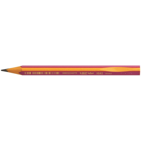 BIC Kids Ecriture Crayons à Papier d'Apprentissage Triangulaires Extra-Larges HB - Corps Rose, Boîte de 12
