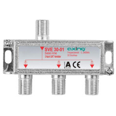 Axing SVE 30-01 Répartiteurs 3 voies Sat Splitter 5-2400 MHz y compris terrestre, avec passage CC