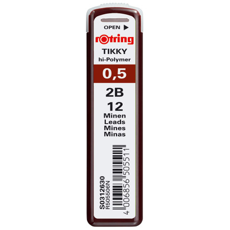 Rotring Refill 0.50mm 2B Leads for Mechanical Pencil (Tuck of 12)