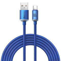 Baseus Câble USB vers USB-C Crystal Shine, 100W, 2m - Bleu