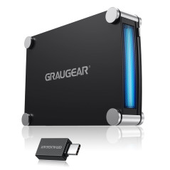 GRAUGEAR Boîtier externe en aluminium pour 1x lecteur Blu-Ray-CD-DVD, 5,25" SATA, connexion USB 3.0 et eSATA, avec adaptateur US