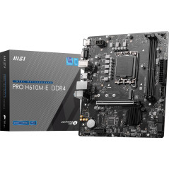 MSI Pro H610M-E DDR4 Carte mère, Micro-ATX - pour processeur Intel de 14e, 13e et 12e gén., LGA 1700 - DDR4 Memory Boost 3200MHz