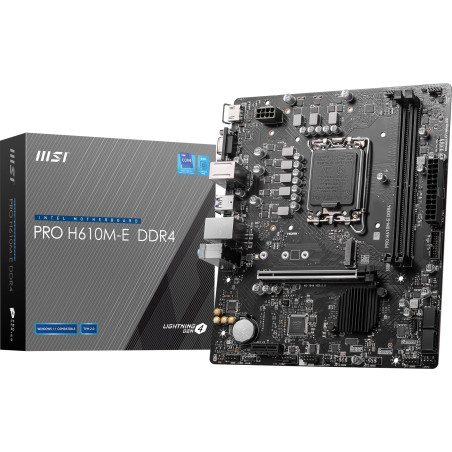 MSI Pro H610M-E DDR4 Carte mère, Micro-ATX - pour processeur Intel de 14e, 13e et 12e gén., LGA 1700 - DDR4 Memory Boost 3200MHz