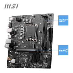 MSI Pro H610M-E DDR4 Carte mère, Micro-ATX - pour processeur Intel de 14e, 13e et 12e gén., LGA 1700 - DDR4 Memory Boost 3200MHz