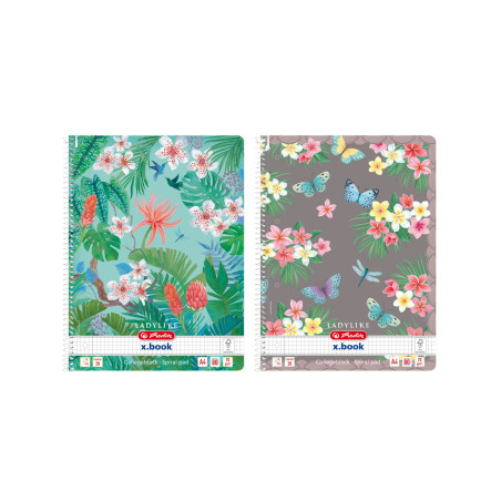 Herlitz Ladylike Cahier à spirale A4 80 feuilles linéature 28 2 motifs assortis