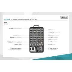 DIGITUS Jeu de tournevis de précision - 115 pièces - pour téléphone portable, ordinateur portable, PC, montres, lunettes, consol