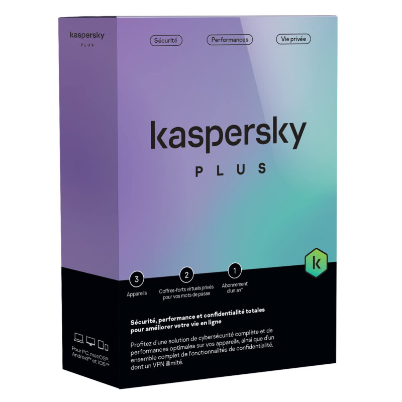 Kaspersky Plus 3 Postes/1 An Kaspersky Plus 3 Postes/1 An