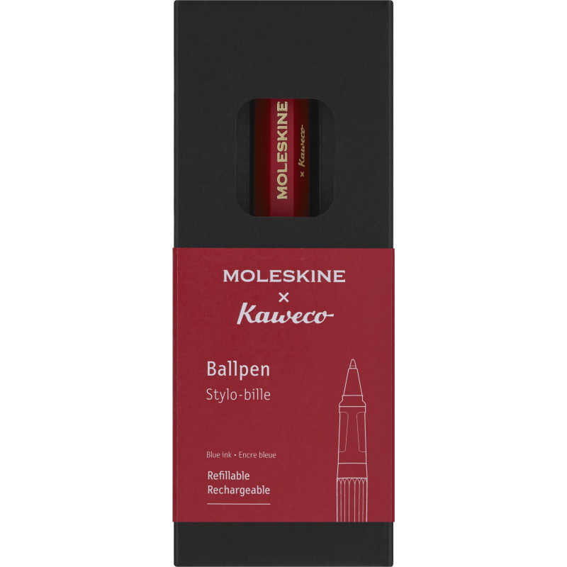 Moleskine x Kaweco Stylo à Bille Rechargeable en Plastique ABS pour Écrivains, Preneurs de Notes, Recharge 1,0 mm avec Encre Ble Moleskine x Kaweco Stylo à Bille Rechargeable en Plastique ABS pour Écrivains, Preneurs de Notes, Recharge 1,0 mm avec Encre Ble