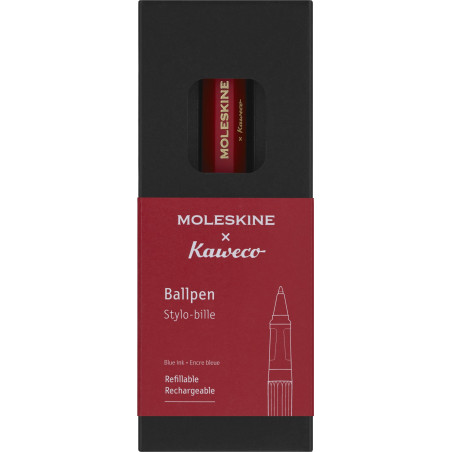 Moleskine x Kaweco Stylo à Bille Rechargeable en Plastique ABS pour Écrivains, Preneurs de Notes, Recharge 1,0 mm avec Encre Ble