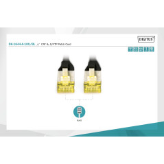 DIGITUS Câble LAN Cat 6A - 10m - RJ45 Câble réseau - S/FTP blindé - Compatible Cat-6 & Cat-7 - Noir