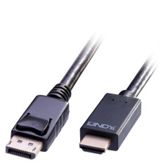 LINDY - Câble DisplayPort HDMI 1.4, 0.5 Mètre, Display Port 1.2 4K 4096x2160@30Hz 10.2G | Compatible avec TV, Monitor, Xbox, Gam