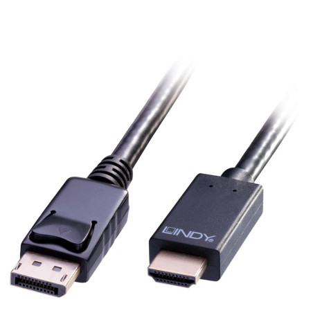 LINDY - Câble DisplayPort HDMI 1.4, 0.5 Mètre, Display Port 1.2 4K 4096x2160@30Hz 10.2G | Compatible avec TV, Monitor, Xbox, Gam