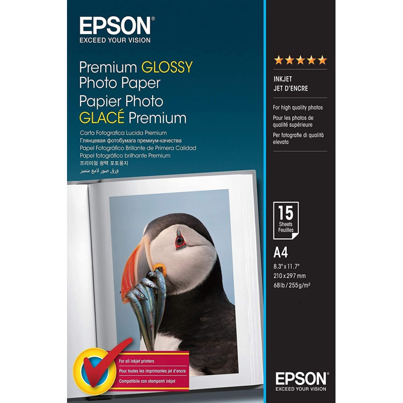 Epson - EPS042155 - Premium Glossy Photo Paper - A4 - 210 x 297 mm - 15 Feuilles Epson - EPS042155 - Premium Glossy Photo Paper - A4 - 210 x 297 mm - 15 Feuilles