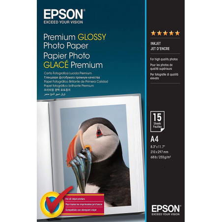 Epson - EPS042155 - Premium Glossy Photo Paper - A4 - 210 x 297 mm - 15 Feuilles