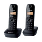 Panasonic KX-TG1612FRH Téléphone Numérique Sans Fil, Base et 2 Combinés, Identification de l'Appelant, Batterie Longue Durée, LC