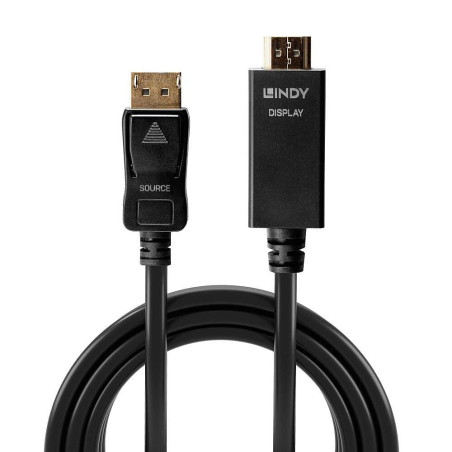 Lindy - Câble DisplayPort HDMI 1.4, 1 Mètre, Display Port 1.2 4K 4096x2160@30Hz 10.2G | Compatible avec TV, Monitor, Xbox, Gamin