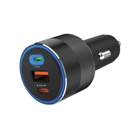 Sandberg Car Charger 3in1 130W USB-C PD, Chargeur De Voiture pour Appareils USB-A USB-C, Charge Rapide avec USB-C PD 100W, Voitu