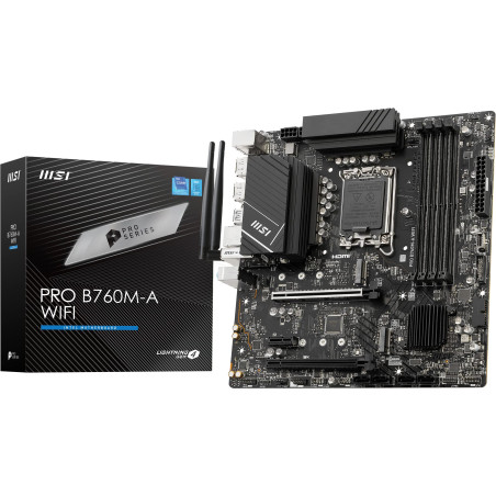 MSI Pro B760M-A WiFi Carte Mère, Micro-ATX - pour Processeurs Intel Core 14e, 13e & 12e Génération, LGA 1700 - DDR5 Memory Boost