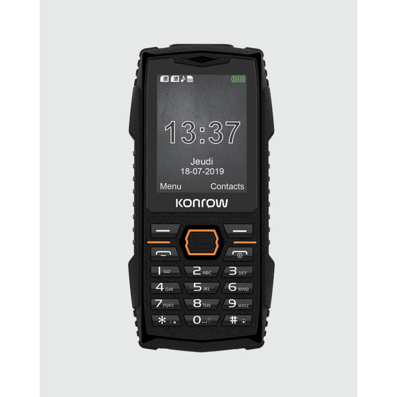 Konrow Stone Plus - Téléphone Portable Incassable Antichoc Certifié IP68 - Écran 2,4'' - Double Sim - Réseau 2G - 32Mo + 32Mo RA Konrow Stone Plus - Téléphone Portable Incassable Antichoc Certifié IP68 - Écran 2,4'' - Double Sim - Réseau 2G - 32Mo + 32Mo RA