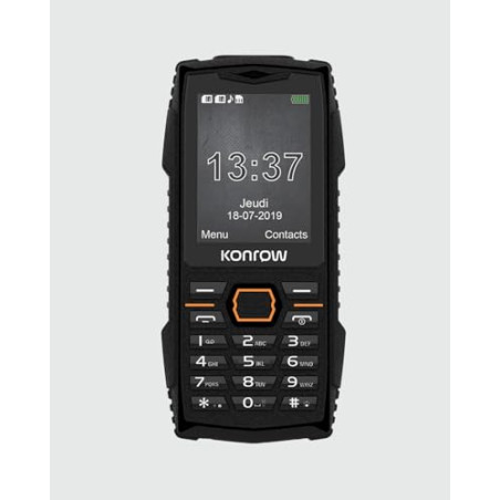 Konrow Stone Plus - Téléphone Portable Incassable Antichoc Certifié IP68 - Écran 2,4'' - Double Sim - Réseau 2G - 32Mo + 32Mo RA