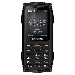 Konrow Stone Plus - Téléphone Portable Incassable Antichoc Certifié IP68 - Écran 2,4'' - Double Sim - Réseau 2G - 32Mo + 32Mo RA
