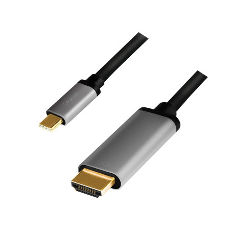 LogiLink CUA0101 Câble de connexion USB 3.2 Gen 1 HDMI 4 K/60 Hz Aluminium Noir/gris 1,8 m
