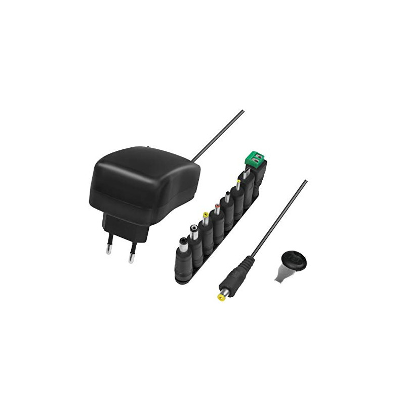 PA0198 Bloc d'alimentation Universel 34 W avec Port USB et 8 adaptateurs différents, Court-Circuit,