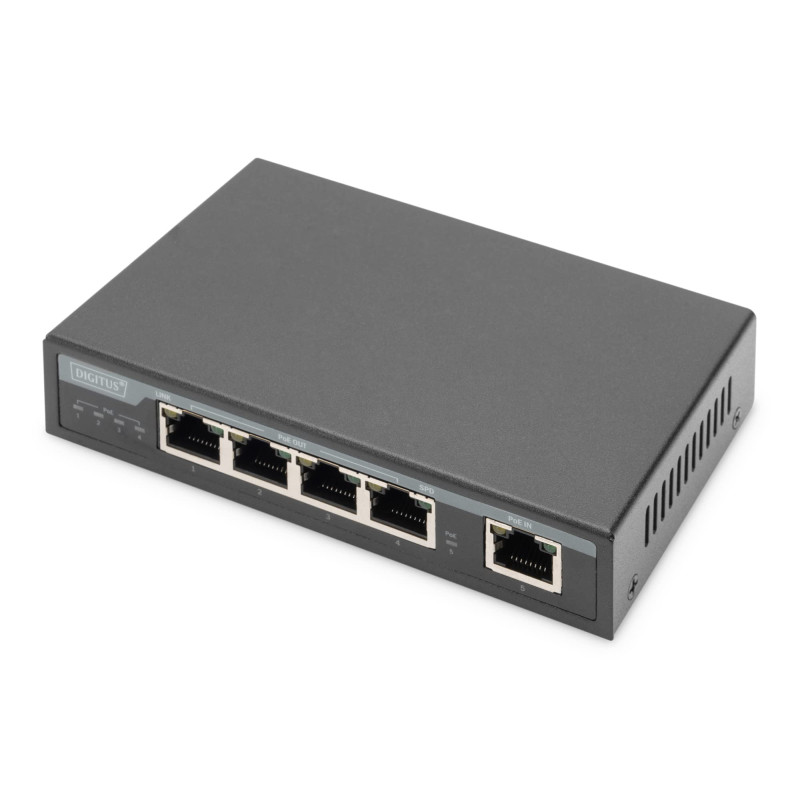 DIGITUS Gigabit PoE Indoor Extender, 4 Ports, 85W 100m Extension, cascadable, Auto-alimenté DIGITUS Gigabit PoE Indoor Extender, 4 Ports, 85W 100m Extension, cascadable, Auto-alimenté