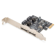 DIGITUS SATAIII PCIe Carte additionnelle - 2X SATA Ports internes - 2X eSATA Ports externes - 6 Gbit/s - pour SSDs, HDDs ou lect