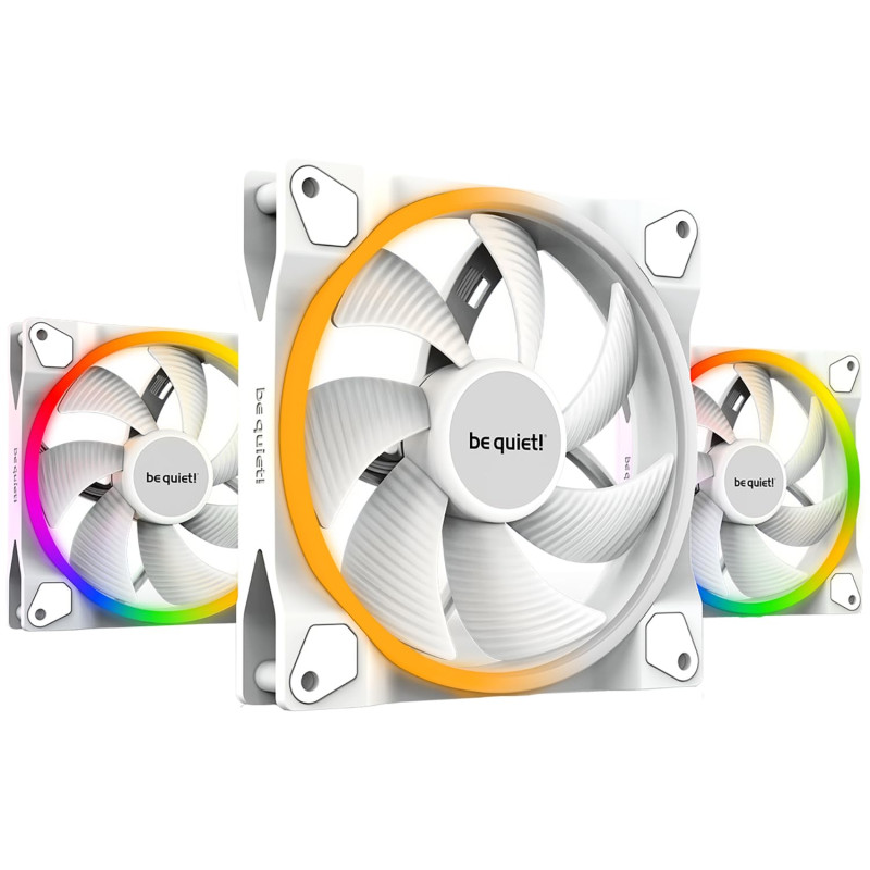 be quiet! Light Wings 140 mm PWM White ventilateur, inclut 3 ventilateurs, superbes couleurs et effets ARGB, éclairage additionn