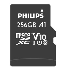 Philips Ultra Speed Carte microSDXC Card 256 Go + Adaptateur SD UHS-I U1, Vitesse de Lecture jusqu'à 80 Mo/s, A1 Fast App Perfor