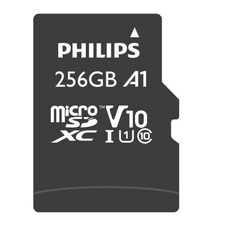 Philips Ultra Speed Carte microSDXC Card 256 Go + Adaptateur SD UHS-I U1, Vitesse de Lecture jusqu'à 80 Mo/s, A1 Fast App Perfor